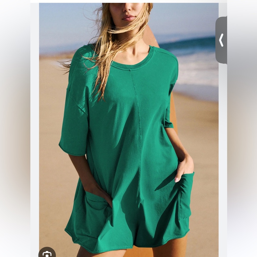 FP Movement Hot Shot Tee Romper in Heritage Green Size S
